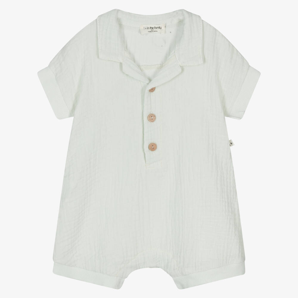 1 + in the family-Girls Soft Green Muslin Romper | Childrensalon Outlet