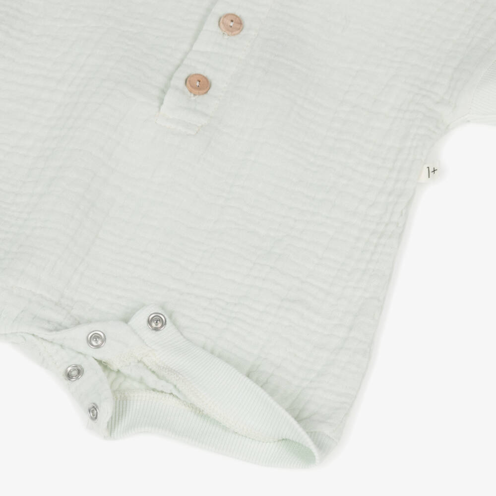 1 + in the family-Girls Soft Green Muslin Romper | Childrensalon Outlet