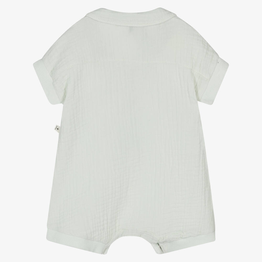 1 + in the family-Girls Soft Green Muslin Romper | Childrensalon Outlet