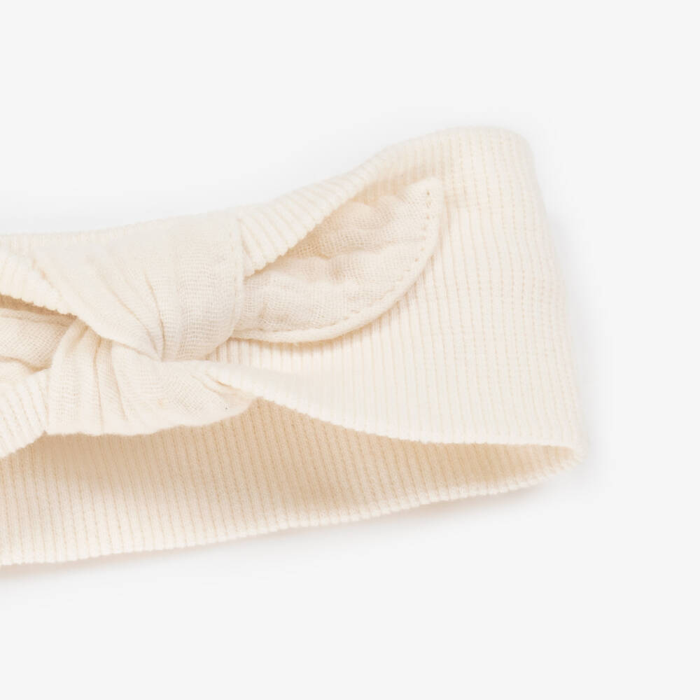 1 + in the family-Girls Soft Ivory Bow Hairband | Childrensalon Outlet