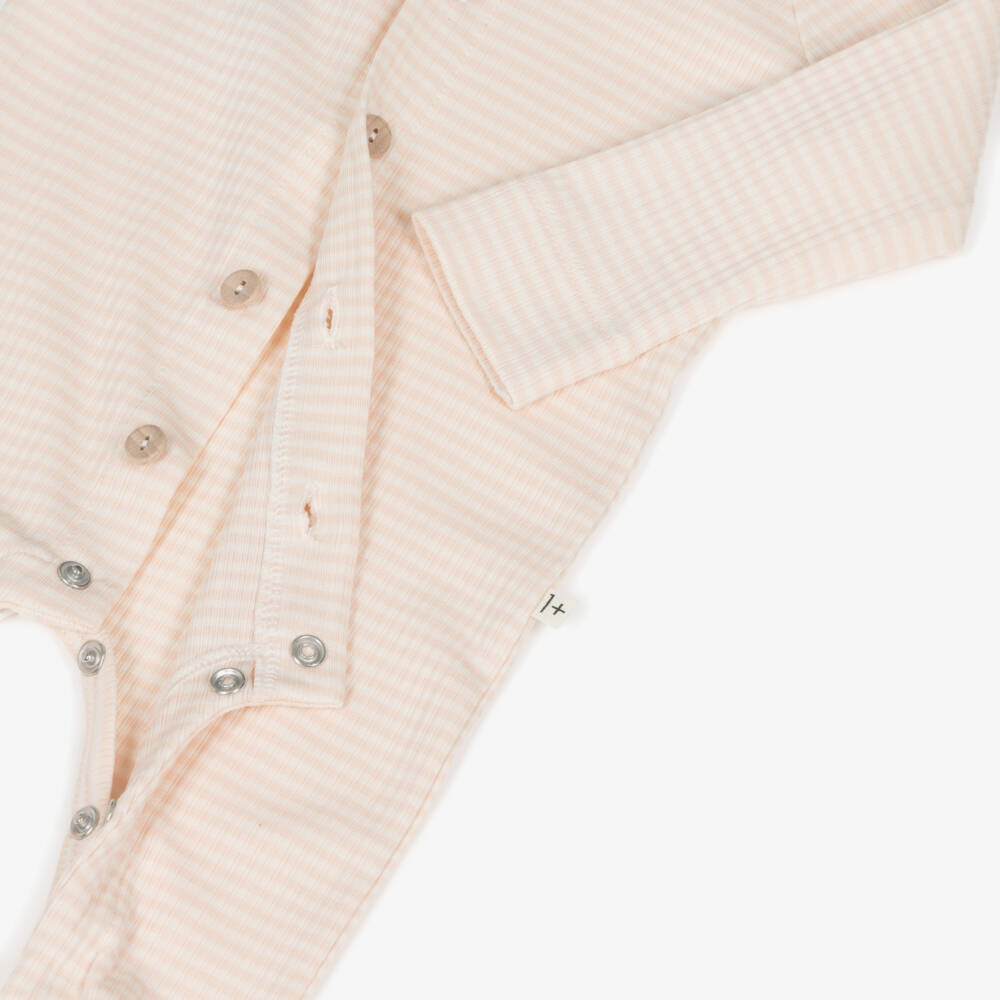 1 + in the family-Girls Soft Ivory & Pink Striped Suit | Childrensalon Outlet