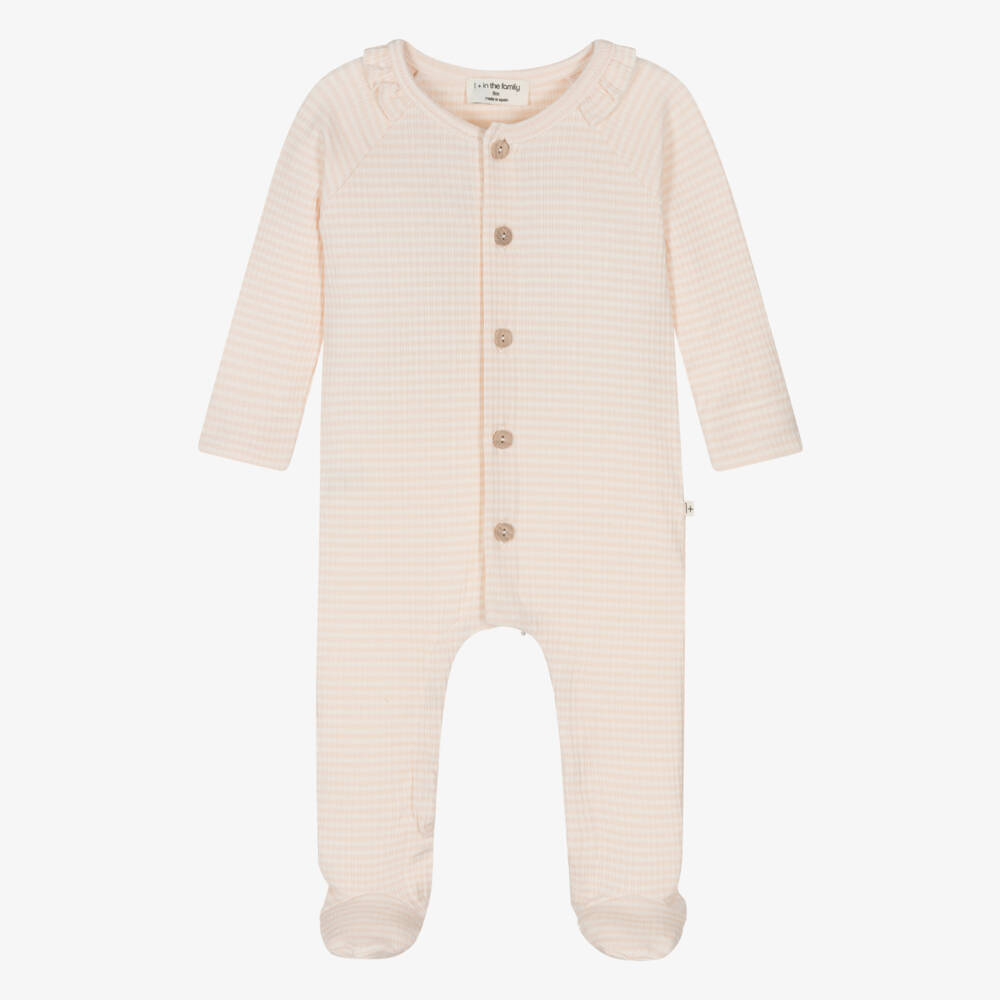 1 + in the family-Girls Soft Ivory & Pink Striped Suit | Childrensalon Outlet