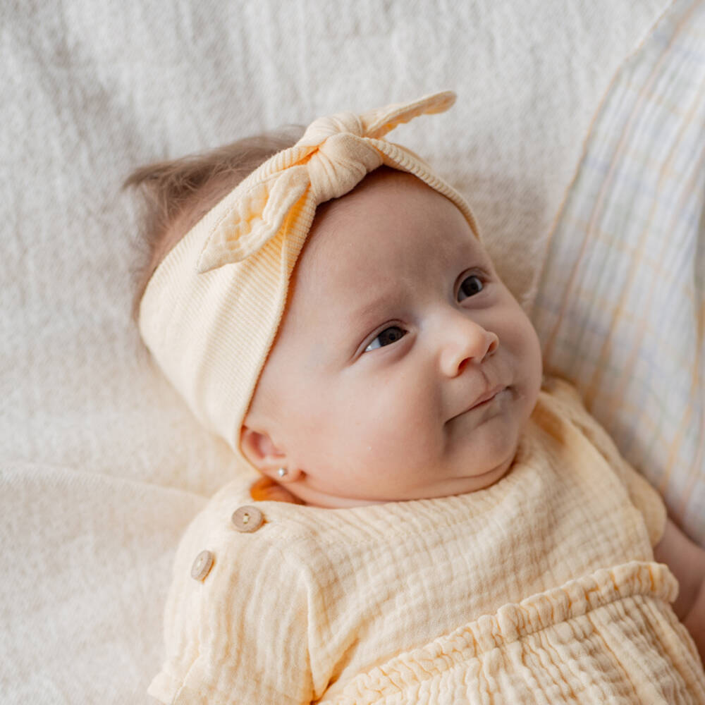 1 + in the family-عصابة رأس قطنية ناعمة بلون الخوخ للبنات | Childrensalon Outlet