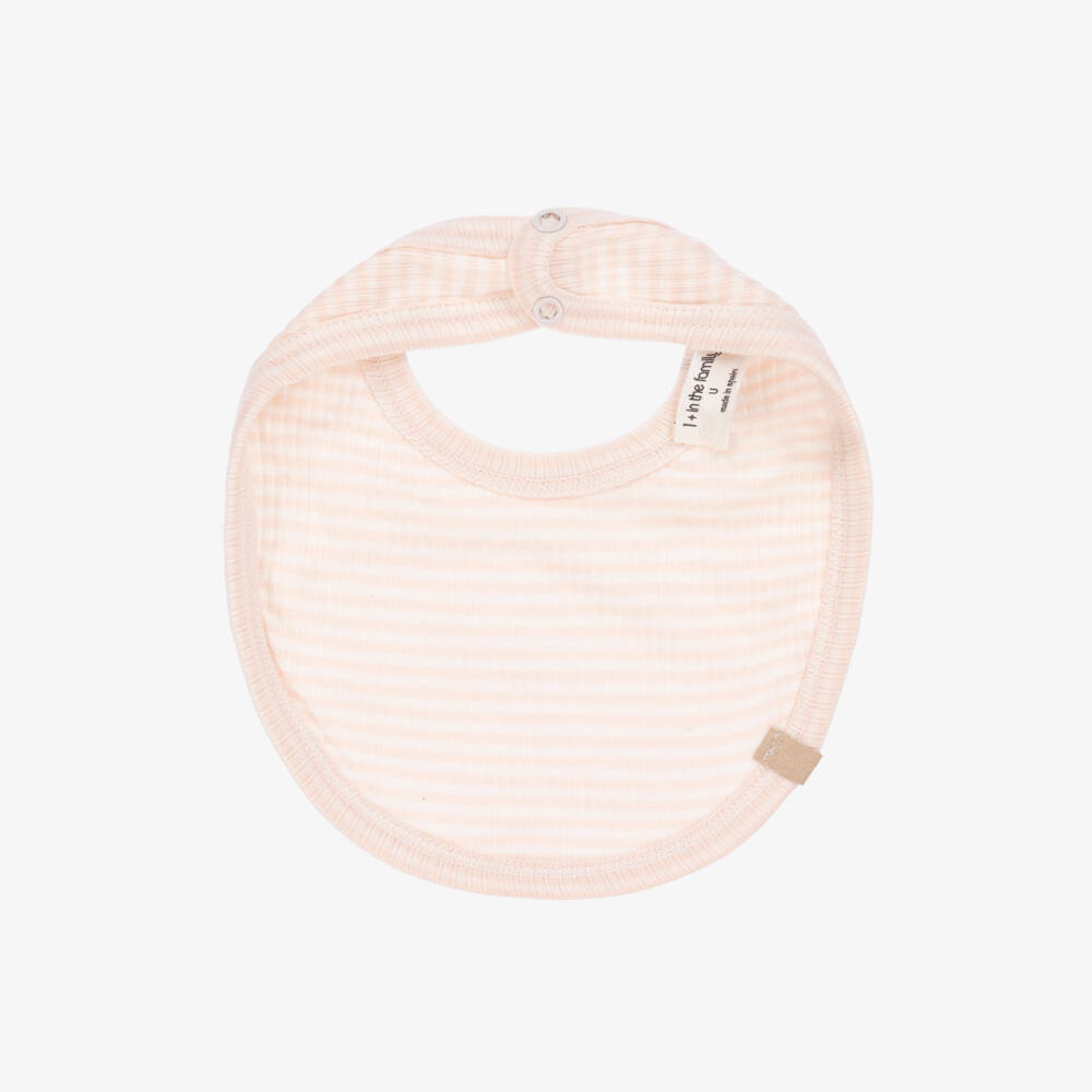 1 + in the family-Girls Soft Pink Striped Bib | Childrensalon Outlet