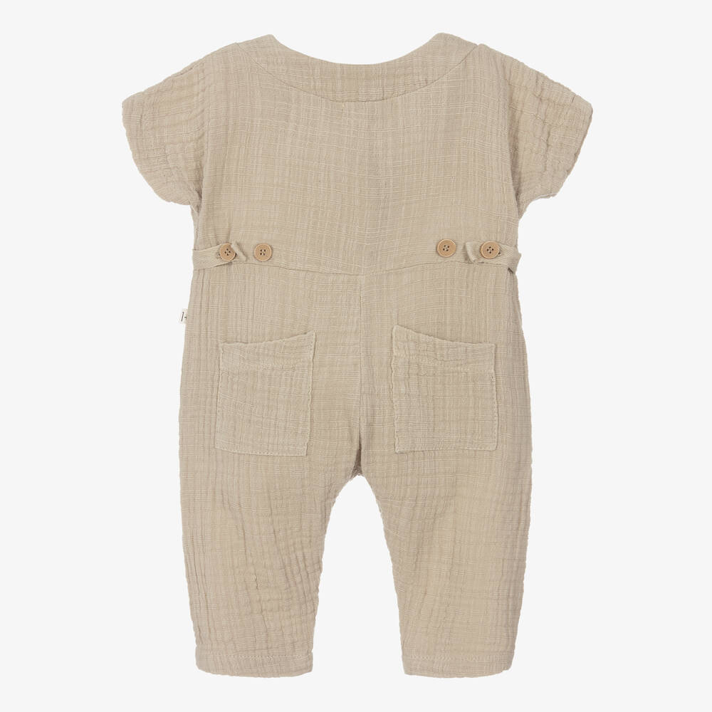 1 in the family Girls Taupe Beige Cotton Jumpsuit
