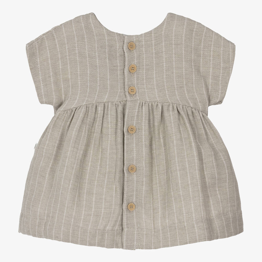 1 + in the family-فستان قطن موسلين مقلم لون بيج | Childrensalon Outlet