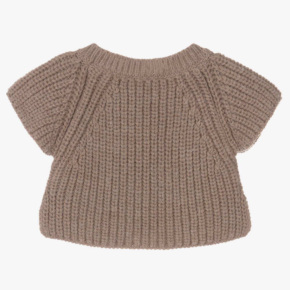 1 + in the family-Коричневый вязаный свитер в рубчик | Childrensalon Outlet
