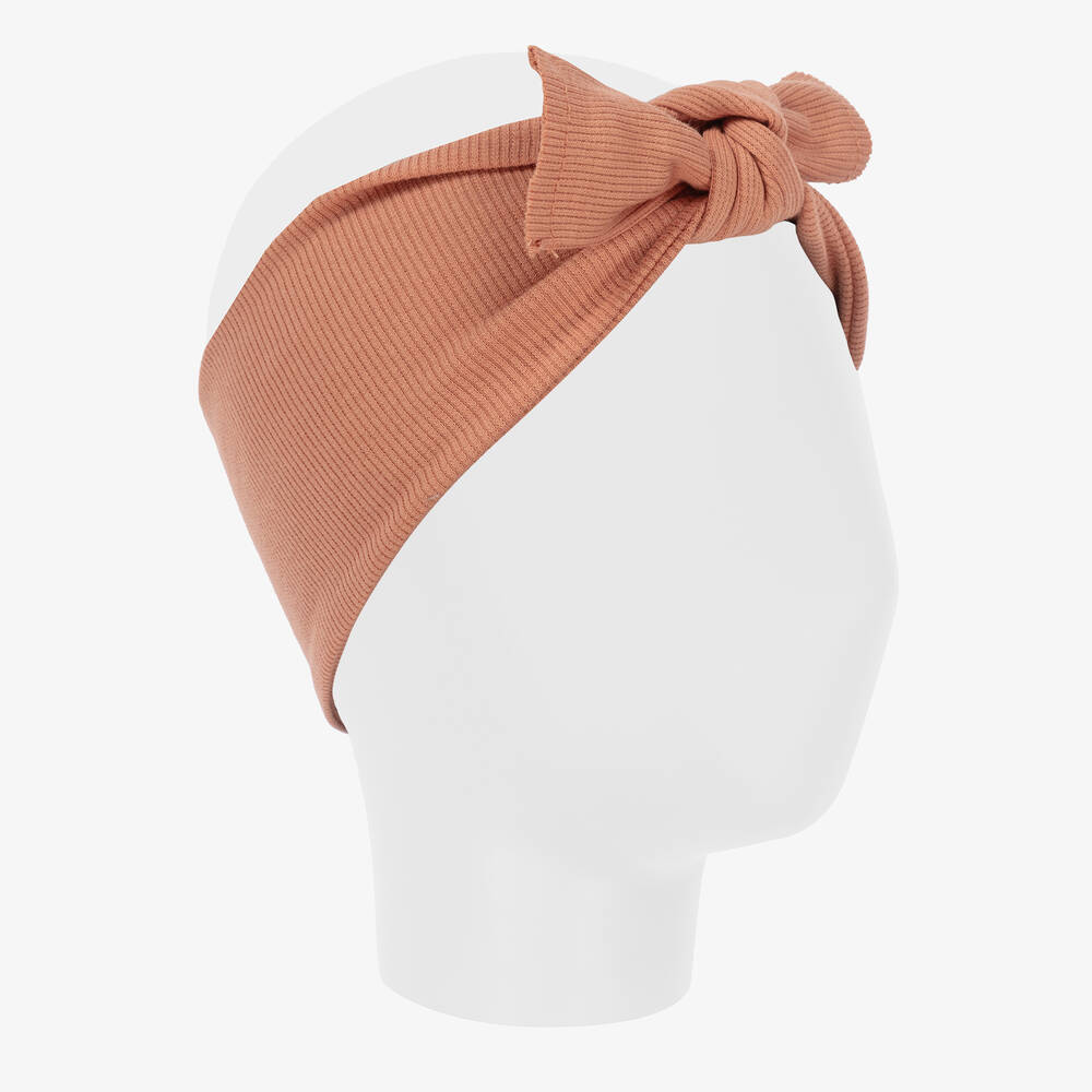 1 + in the family-Girls Terracotta Pink Cotton Bow Headband | Childrensalon Outlet