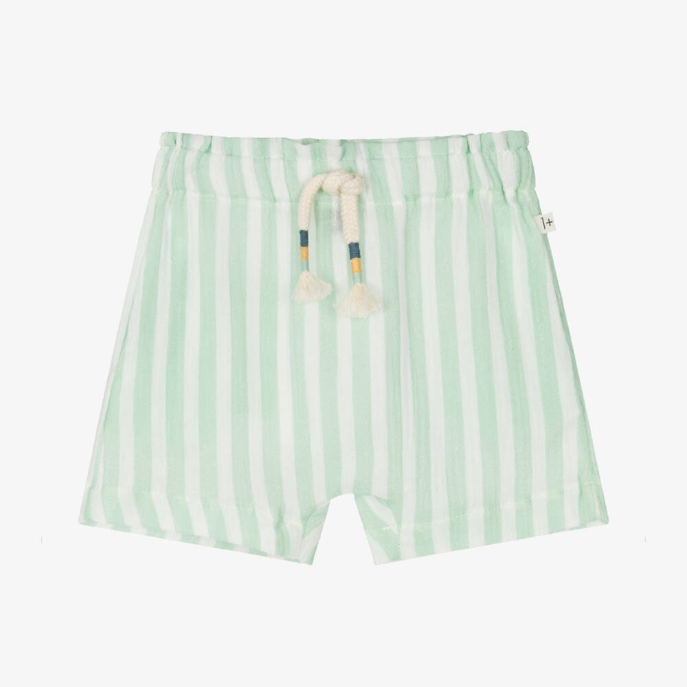 1 + in the family-Green Striped Boys Cotton Shorts | Childrensalon Outlet