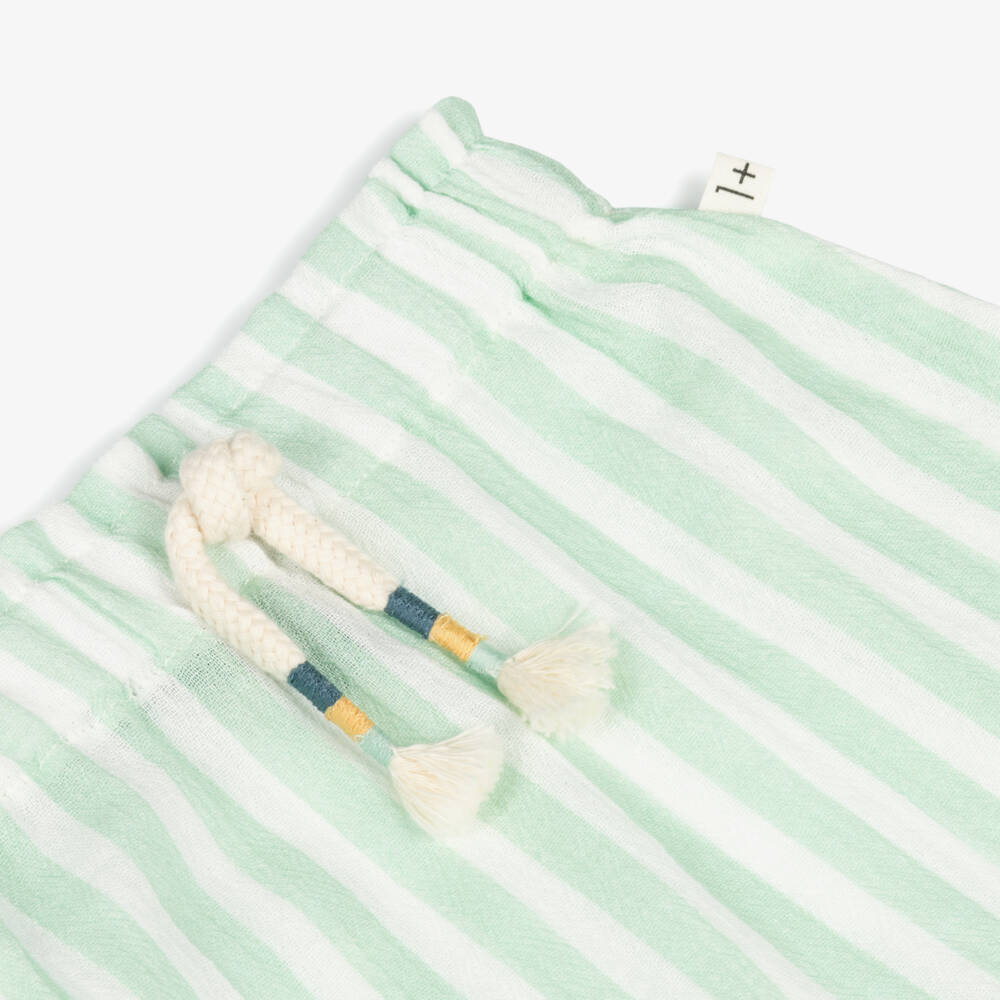1 + in the family-Green Striped Boys Cotton Shorts | Childrensalon Outlet