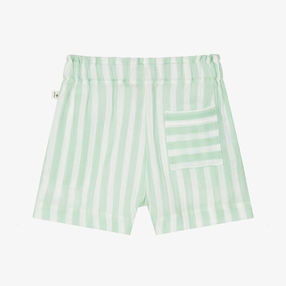 1 + in the family-Green Striped Boys Cotton Shorts | Childrensalon Outlet