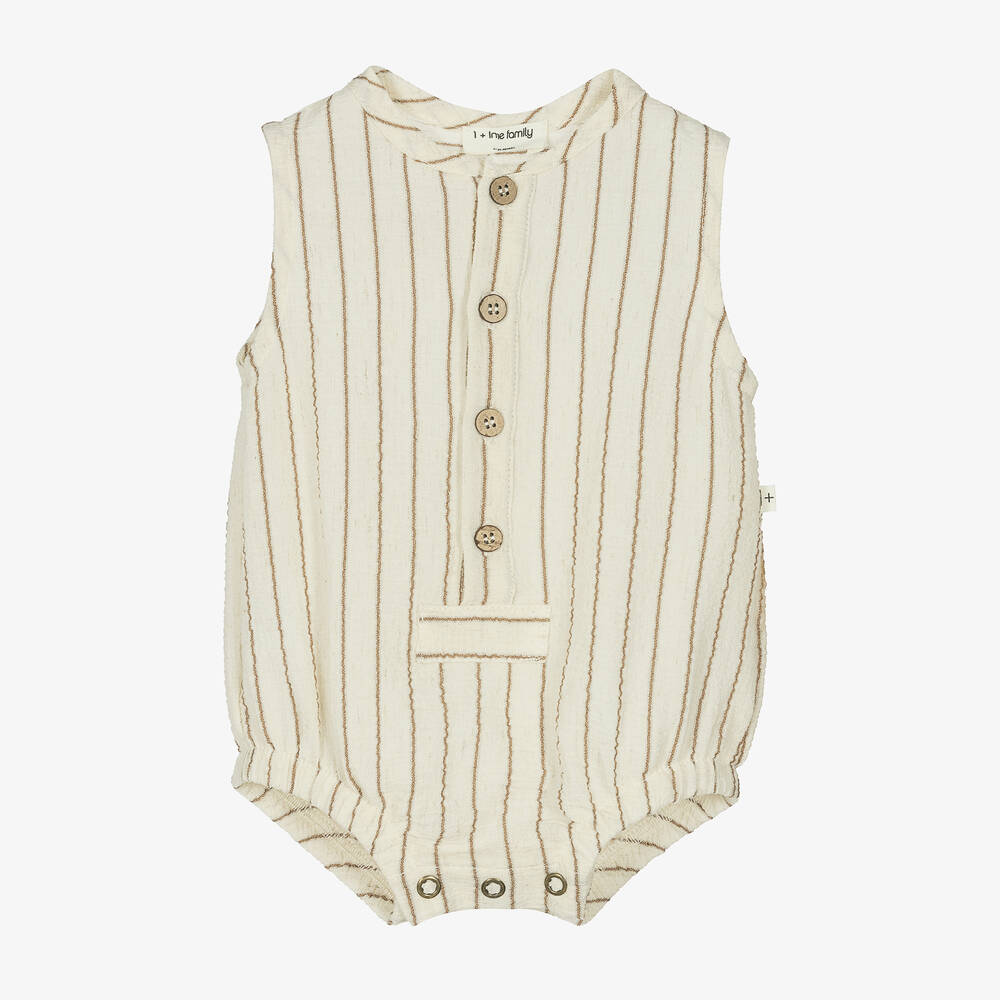 1 + in the family - Ivory & Beige Striped Shortie | Childrensalon