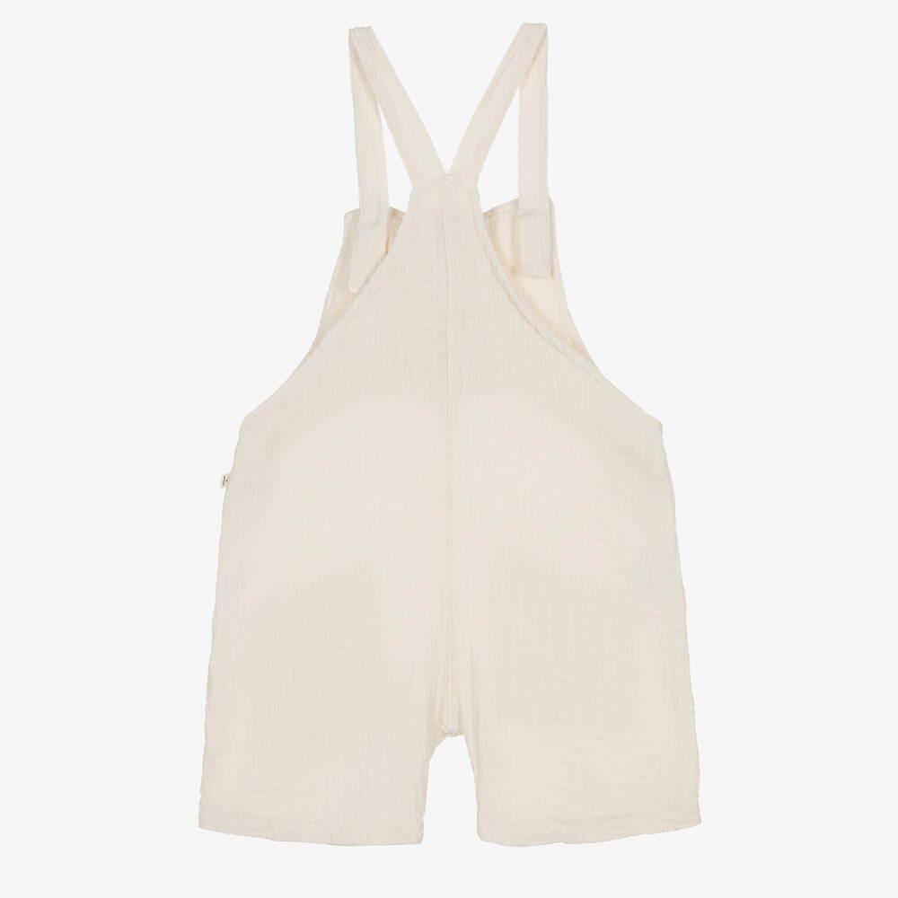 1 + in the family-Ivory Cotton Cheesecloth Dungaree Shorts | Childrensalon Outlet