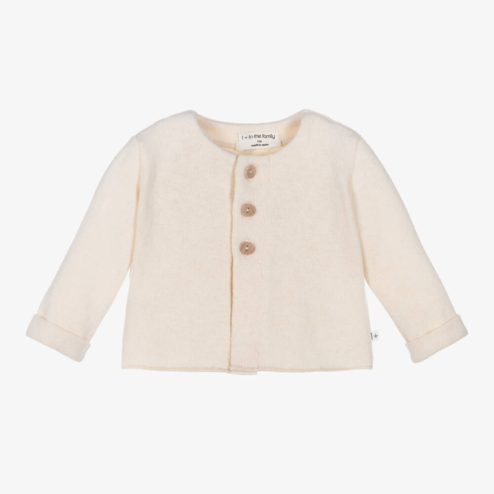 1 + in the family - Ivory Cotton Knit Baby Cardigan | Childrensalon