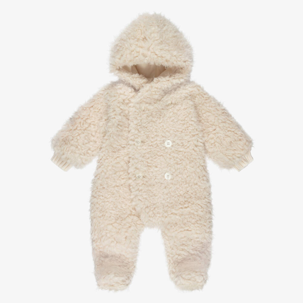 1 + in the family-Кремовый уютный шерпа комбинезон для малышей | Childrensalon Outlet