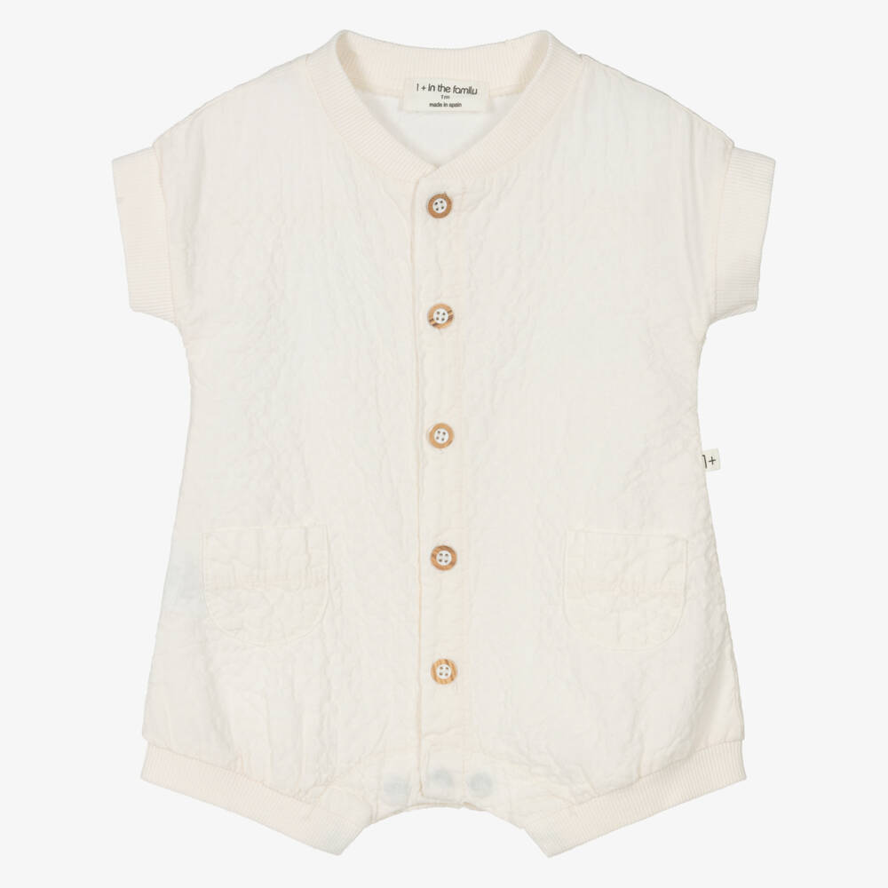 1 + in the family-Ivory Crinkled Texture Cotton Baby Shortie | Childrensalon Outlet