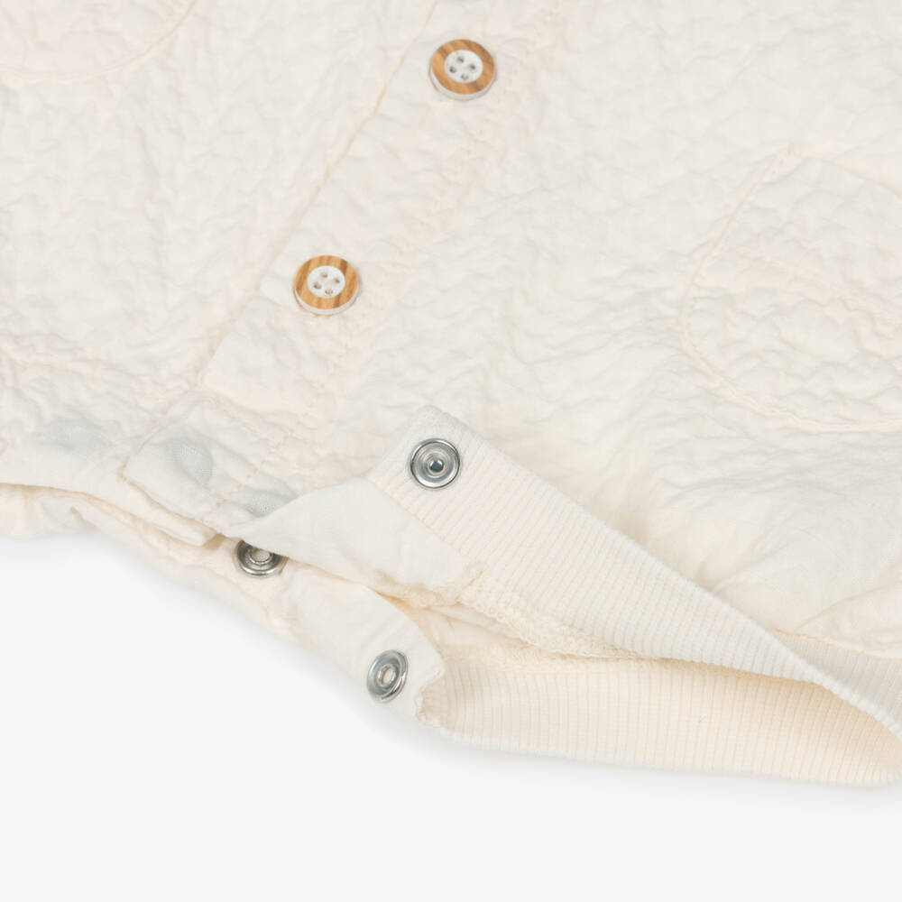 1 + in the family-Ivory Crinkled Texture Cotton Baby Shortie | Childrensalon Outlet