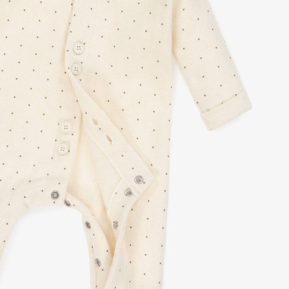 1 + in the family-Ivory Heart Patterned Knitted Cotton Babygrow | Childrensalon Outlet