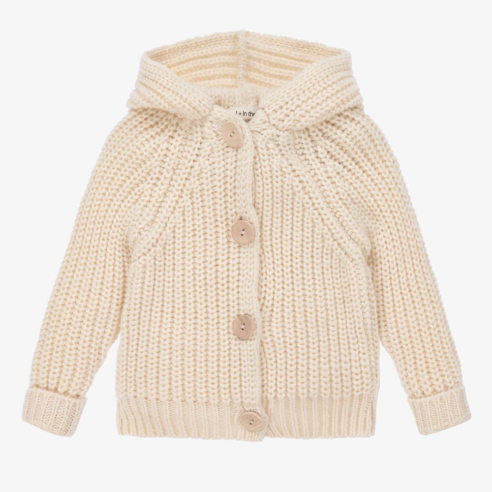 1 + in the family - Zopfmuster-Strickjacke in Elfenbein | Childrensalon