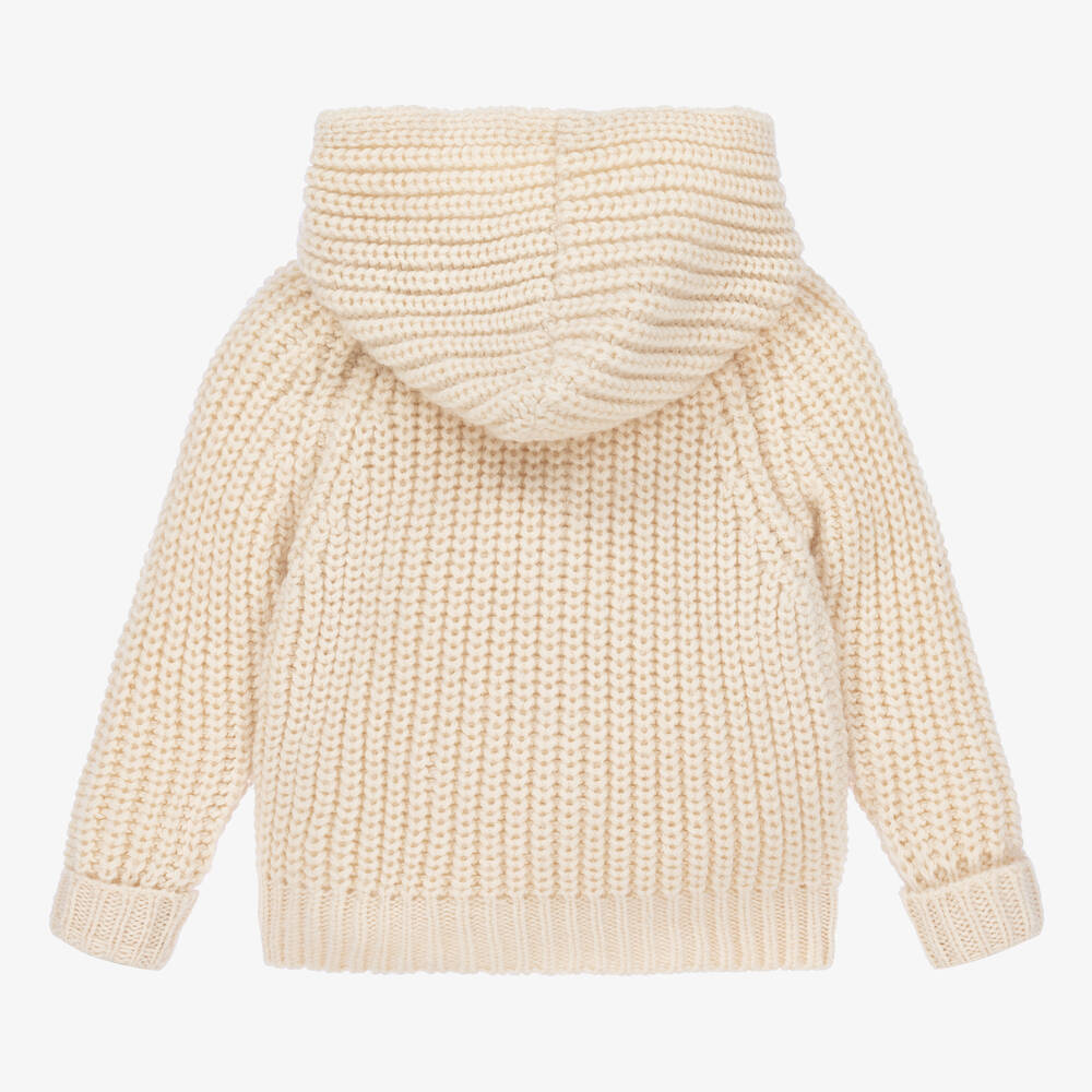 1 in the family Ivory Hooded Cable Knit Cardigan Childrensalon Outlet