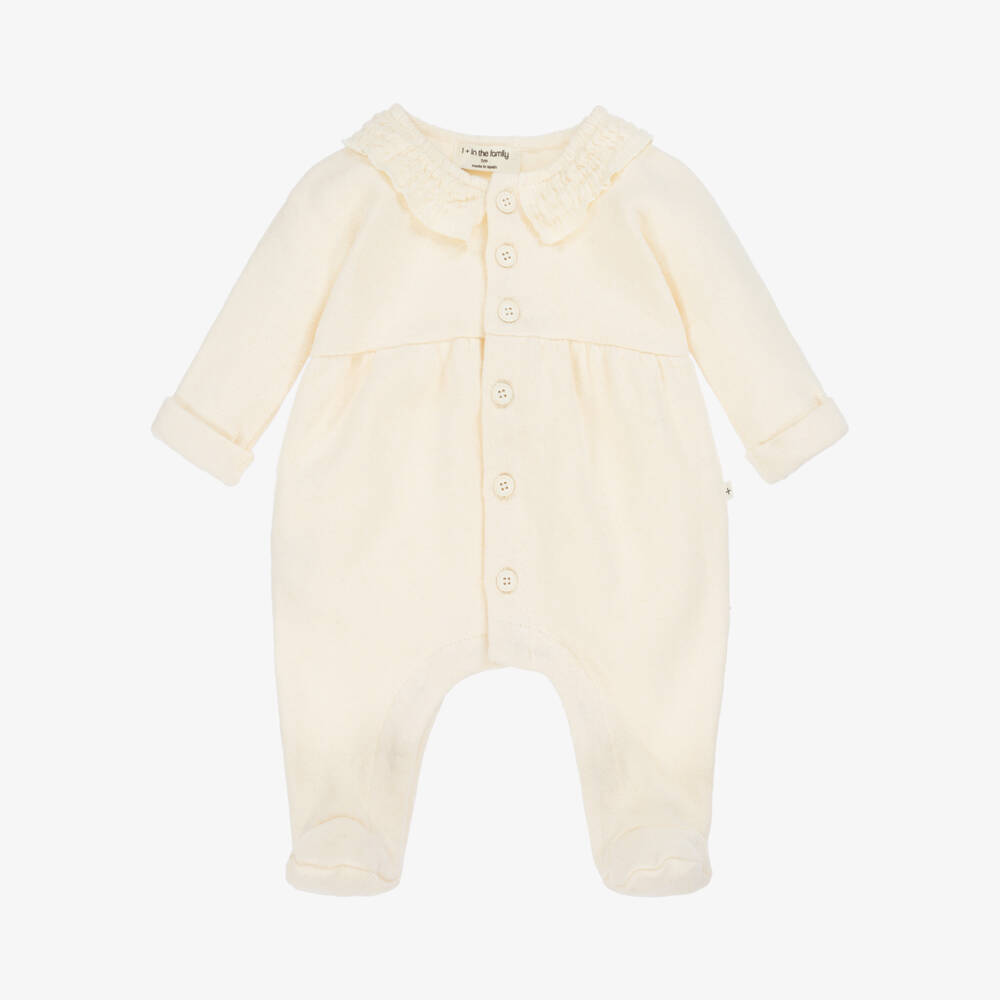 1 + in the family-Кремовый вязаный комбинезон для малышей с рюшами | Childrensalon Outlet