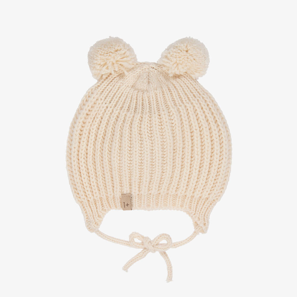 1 + in the family - Ivory Knitted Pom-Pom Hat | Childrensalon