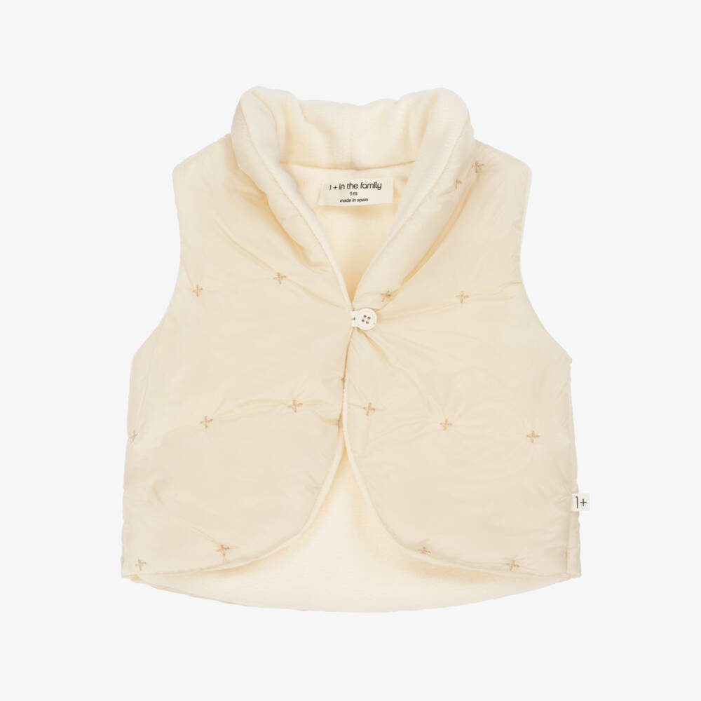 1 + in the family-Ivory Padded Baby Gilet with Polar Fleece Lining | Childrensalon Outlet