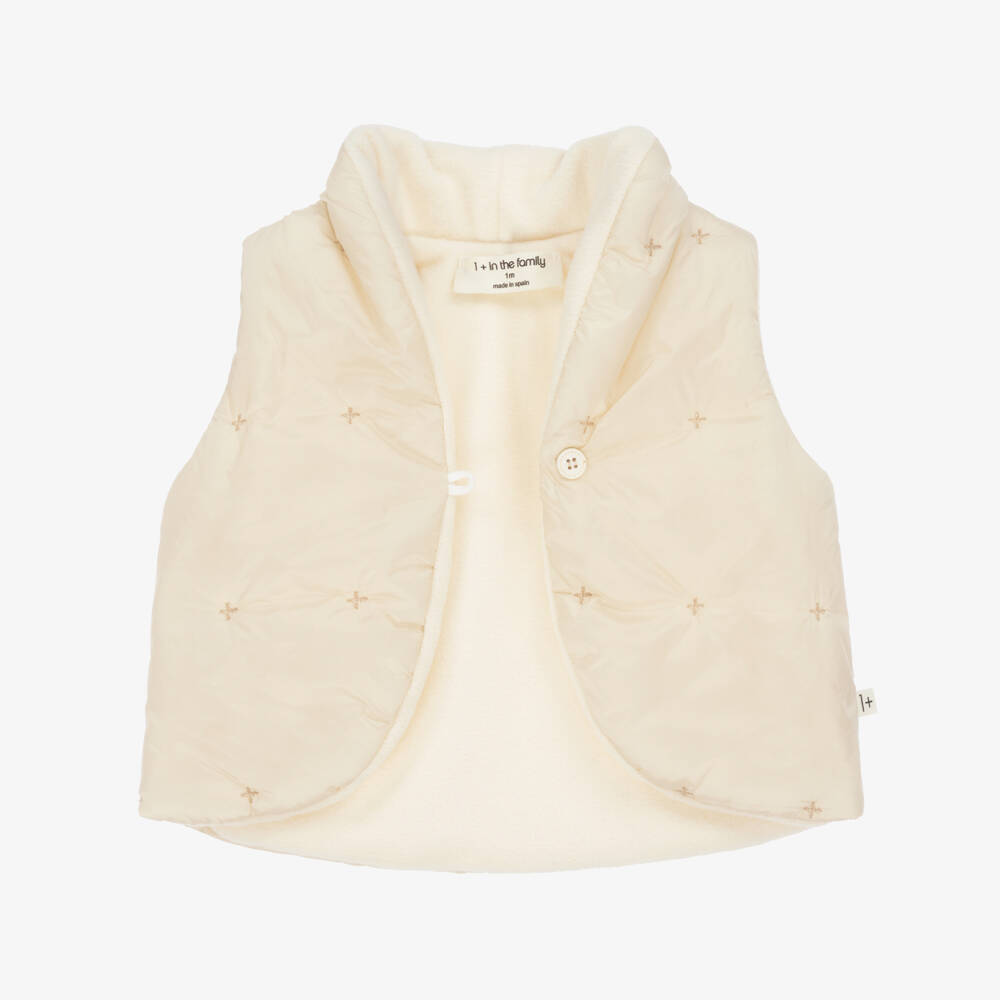 1 + in the family-Ivory Padded Baby Gilet with Polar Fleece Lining | Childrensalon Outlet