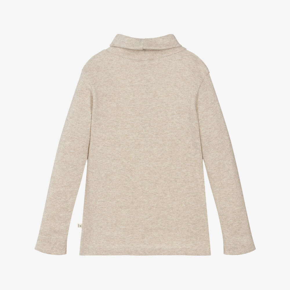 1 + in the family-Ivory Ribbed Jersey Polo Neck Sweater | Childrensalon Outlet