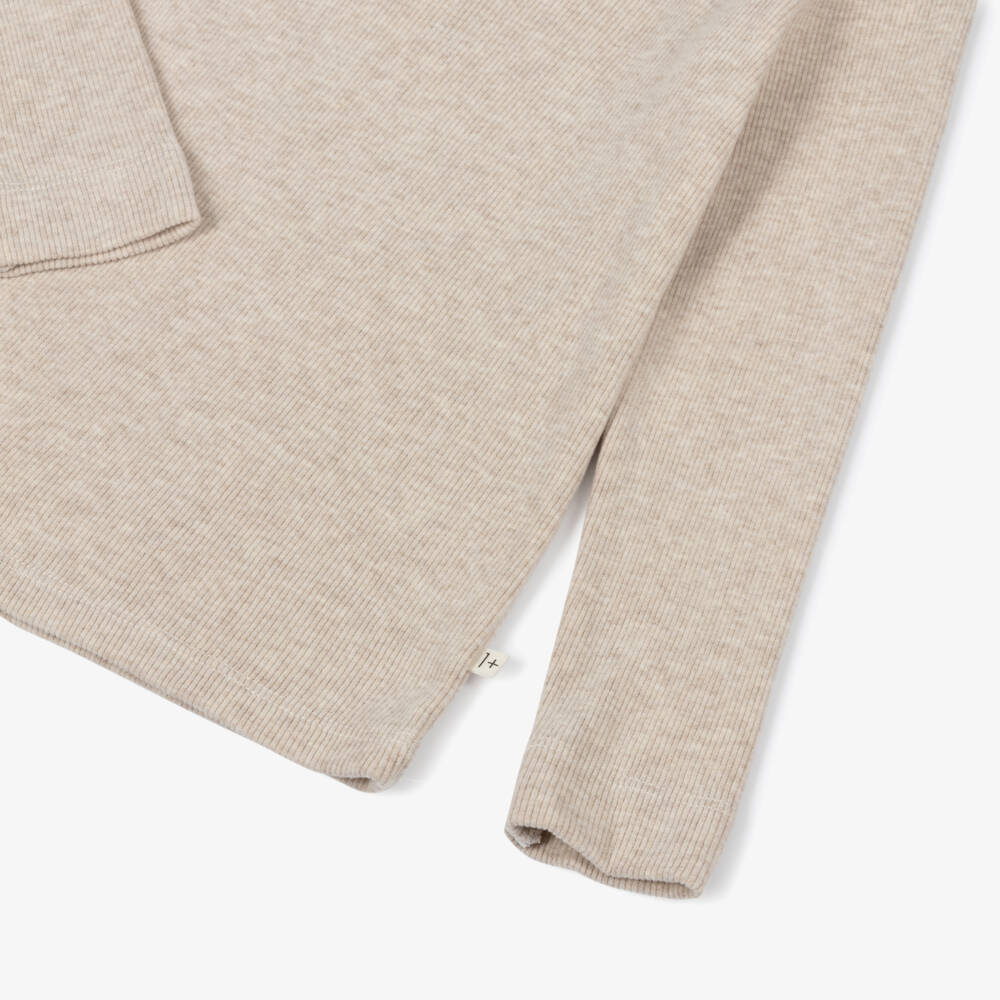 1 + in the family-Ivory Ribbed Jersey Polo Neck Sweater | Childrensalon Outlet