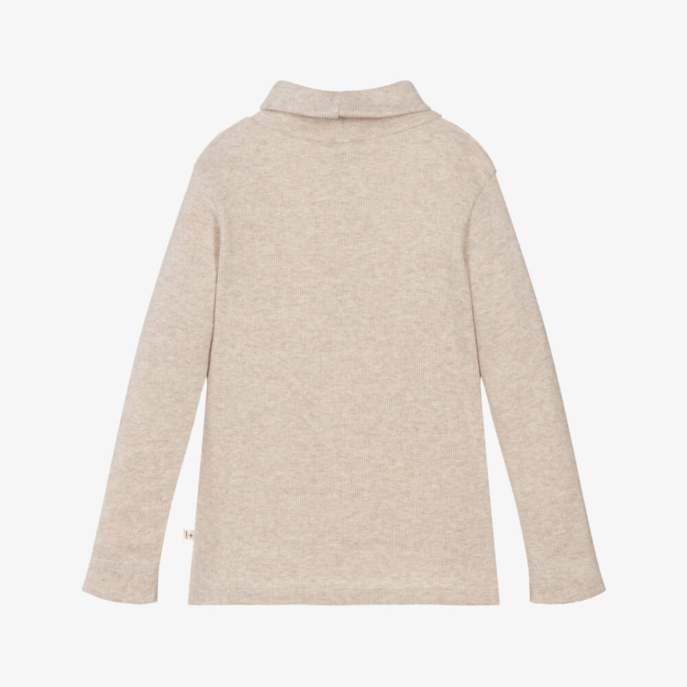 1 + in the family-Ivory Ribbed Jersey Polo Neck Sweater | Childrensalon Outlet