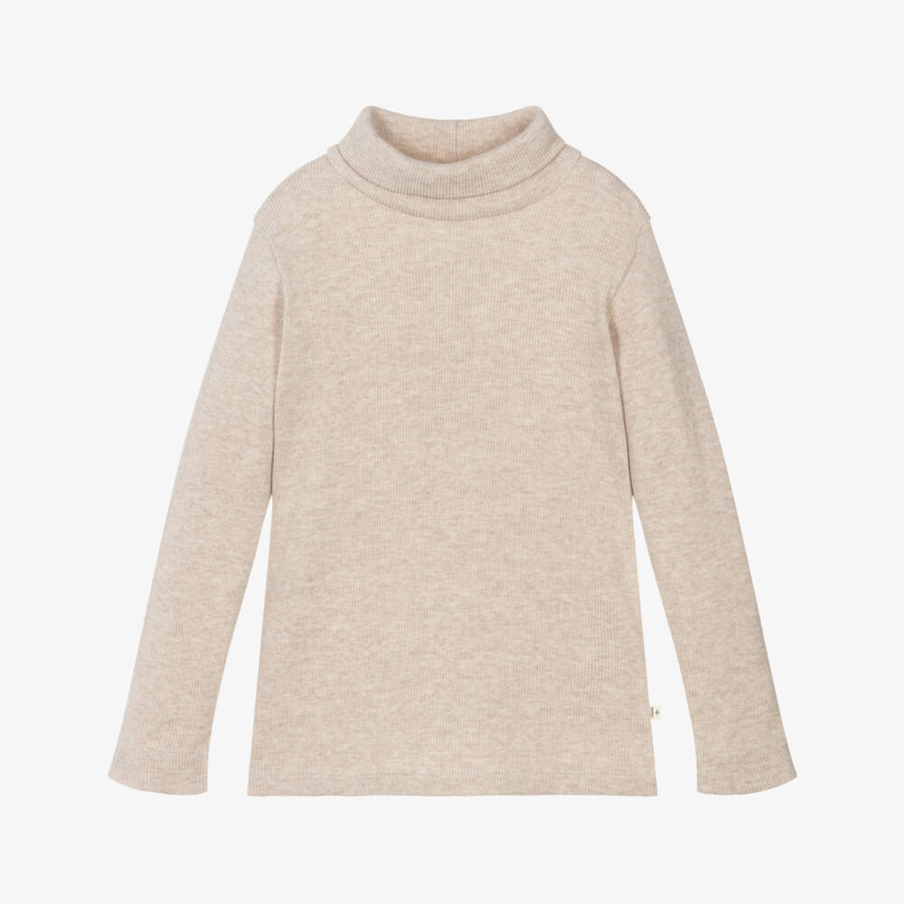 1 + in the family-Ivory Ribbed Jersey Polo Neck Sweater | Childrensalon Outlet
