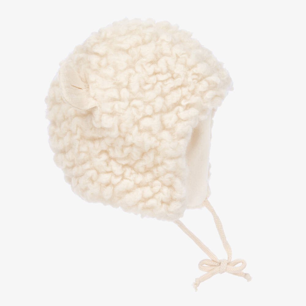White fleece baby hat top