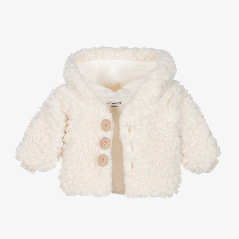 1 + in the family-Ivory Sherpa Fleece Pram Coat | Childrensalon Outlet