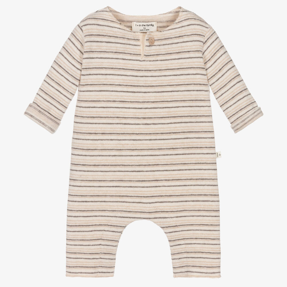 1 + in the family - Ivory Striped Cotton Romper | Childrensalon