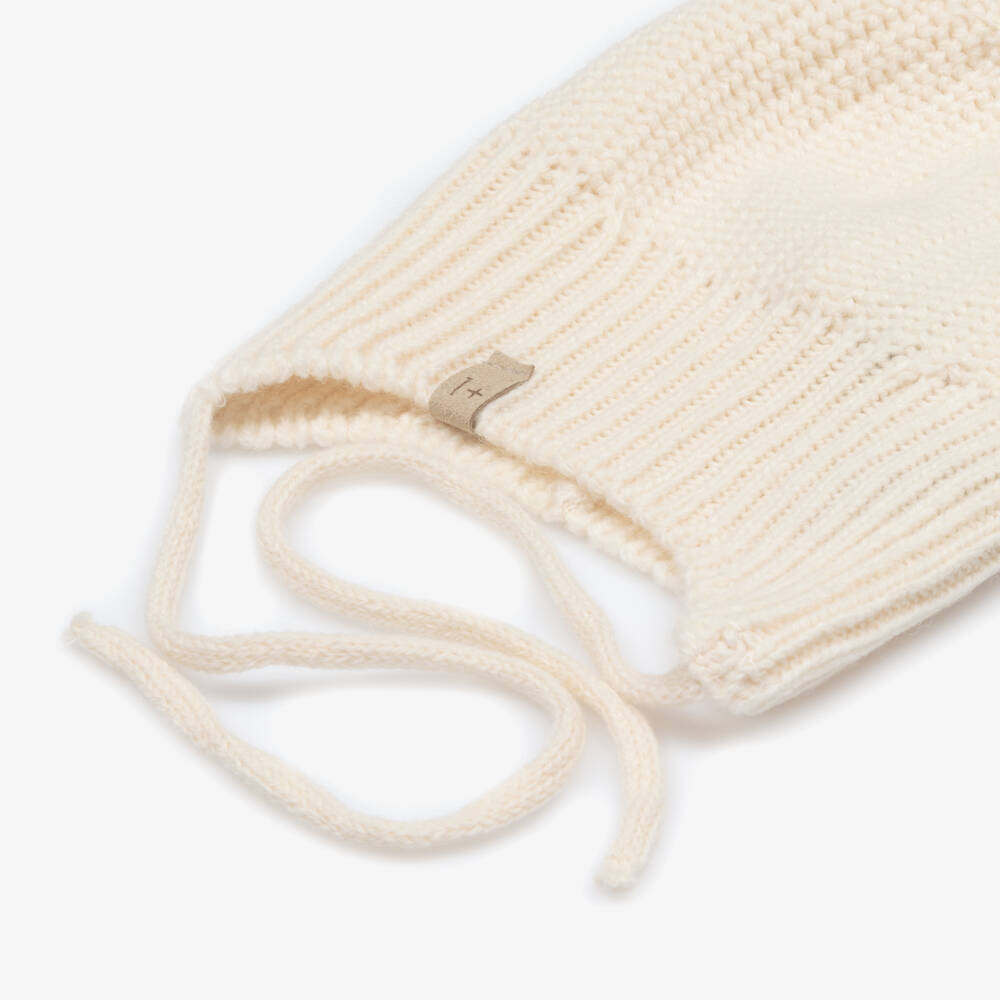 1 + in the family-Ivory Wool Knit Pom-Pom Baby Hat | Childrensalon Outlet
