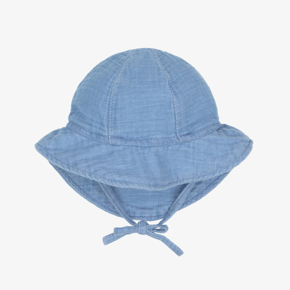 1 + in the family-Light Blue Cotton Chambray Sun Hat | Childrensalon Outlet
