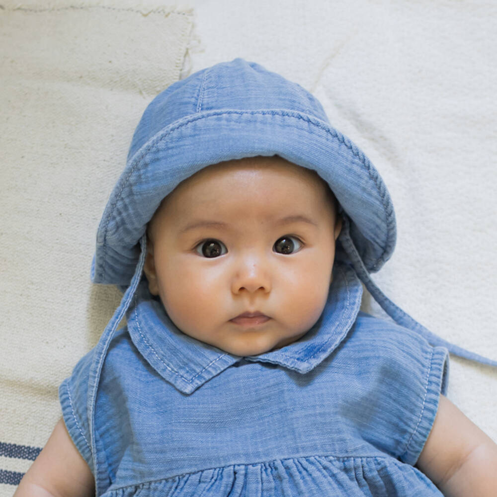 1 + in the family-Light Blue Cotton Chambray Sun Hat | Childrensalon Outlet
