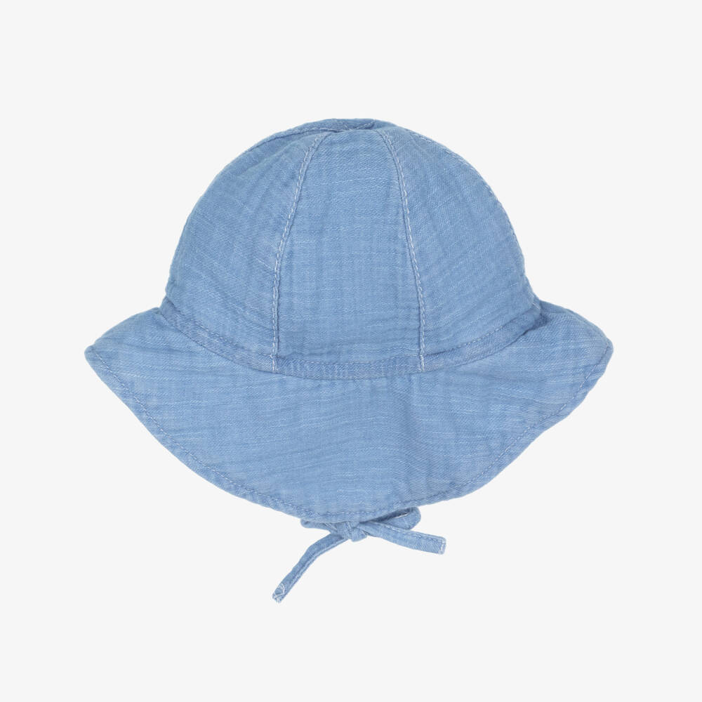 1 + in the family-Light Blue Cotton Chambray Sun Hat | Childrensalon Outlet