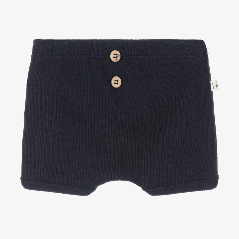 1 + in the family - Navy Blue Cotton Jersey Shorts | Childrensalon