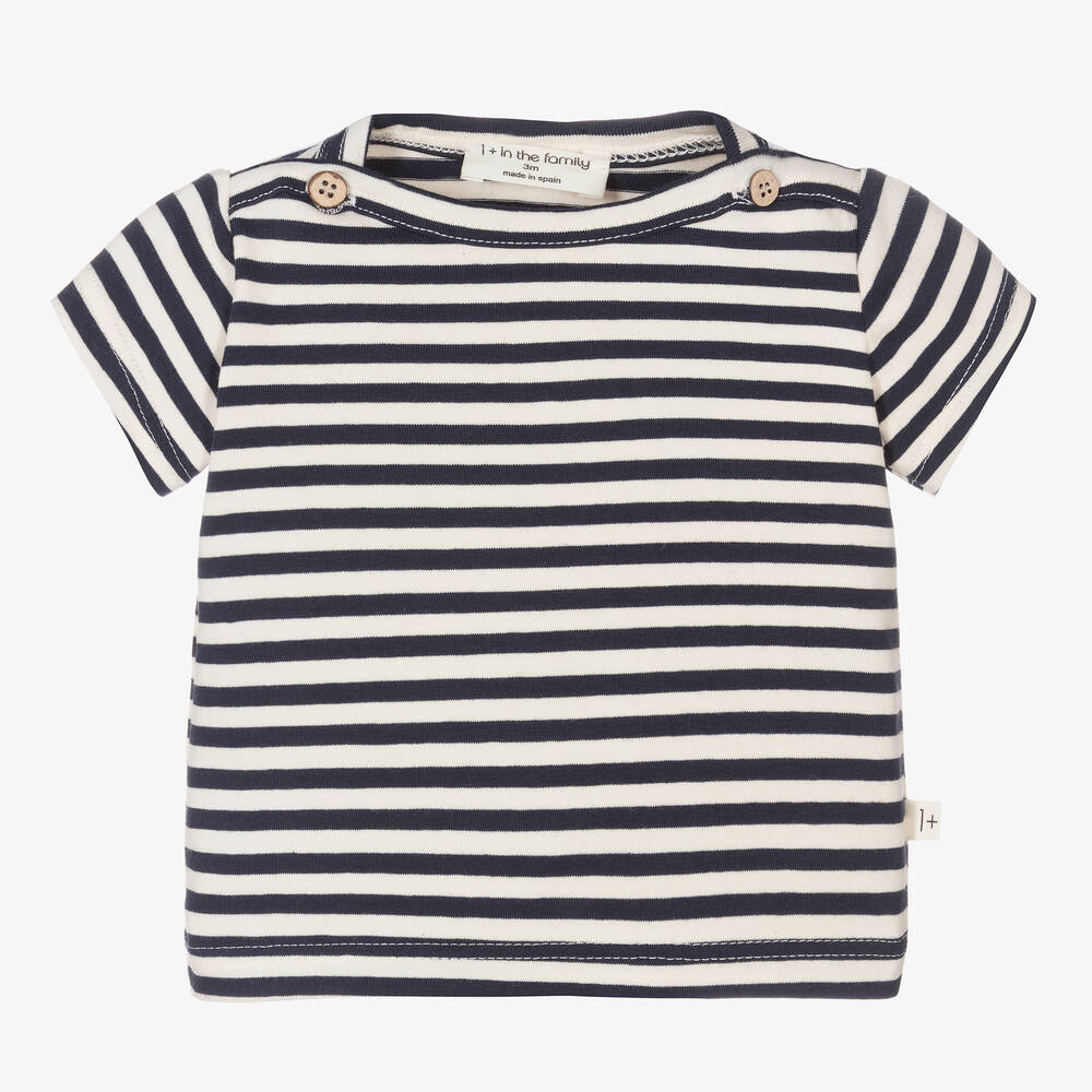 1 + in the family - Streifen-T-Shirt navyblau/elfenbein | Childrensalon