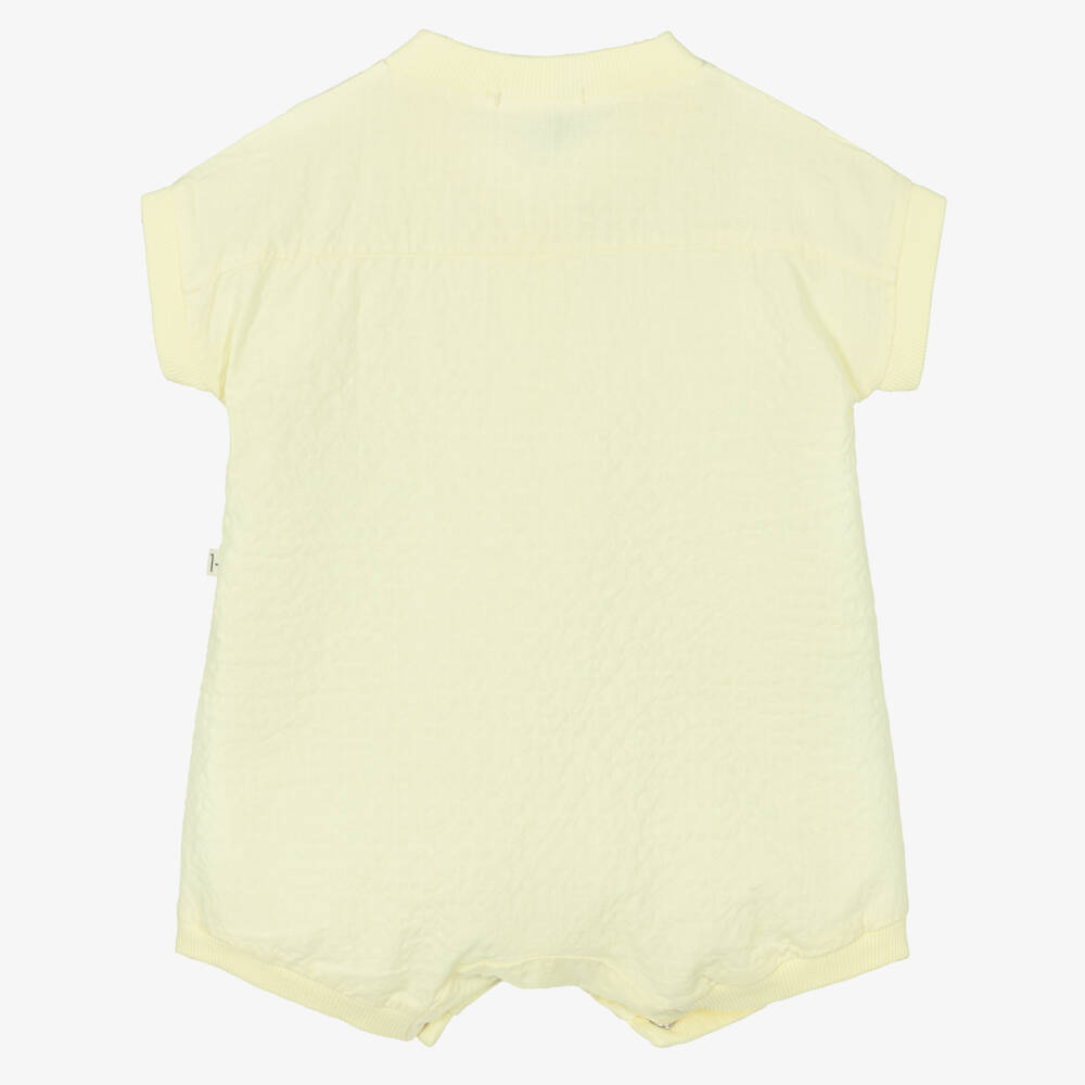 1 + in the family-Pale Yellow Crinkled Texture Cotton Baby Shortie | Childrensalon Outlet