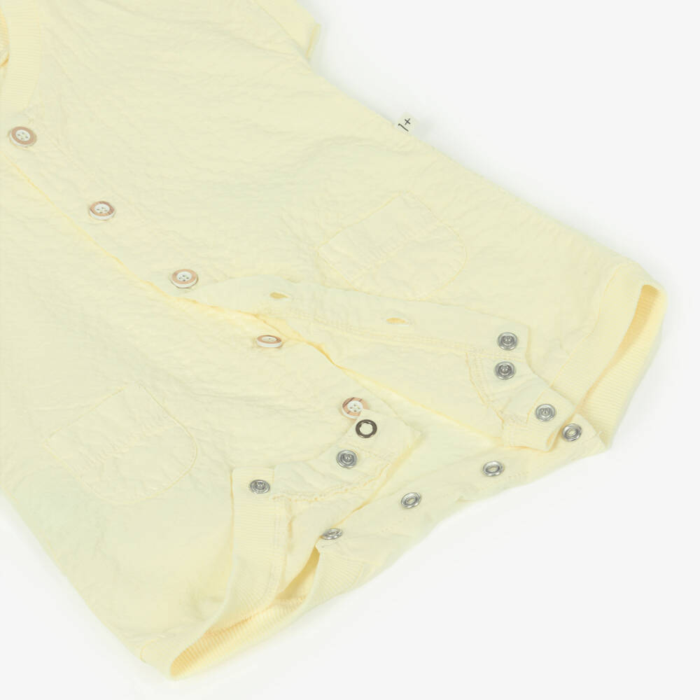 1 + in the family-Pale Yellow Crinkled Texture Cotton Baby Shortie | Childrensalon Outlet