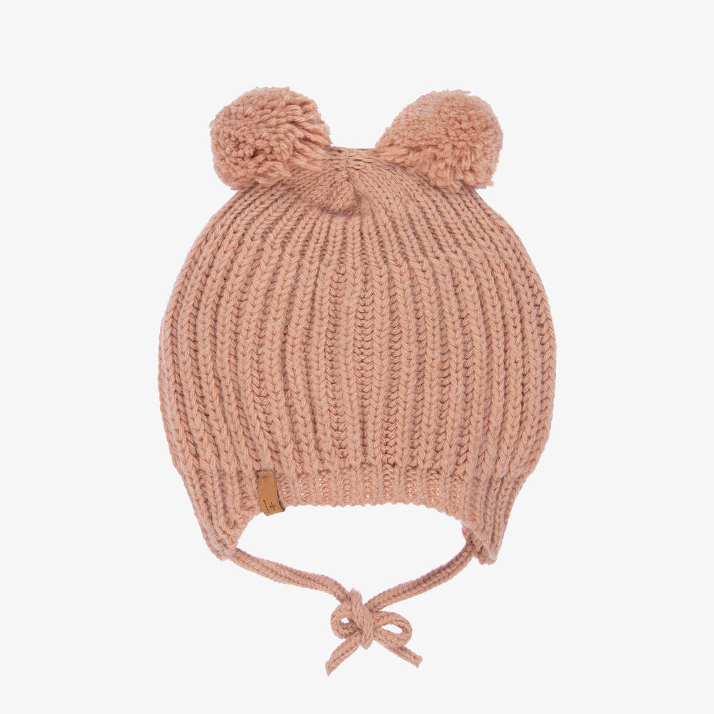 1 + in the family - Bonnet rose maille à pompons | Childrensalon