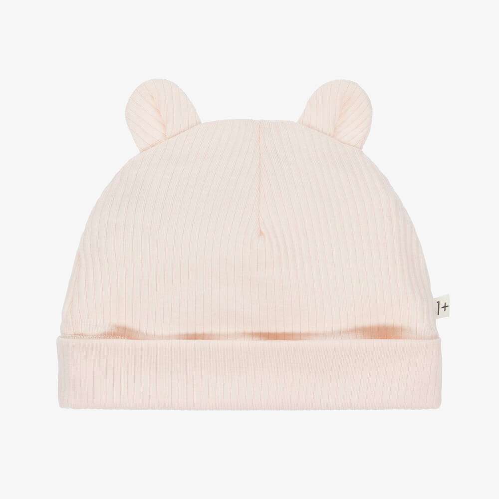 1 + in the family - Pink Ribbed Cotton Baby Hat | Childrensalon