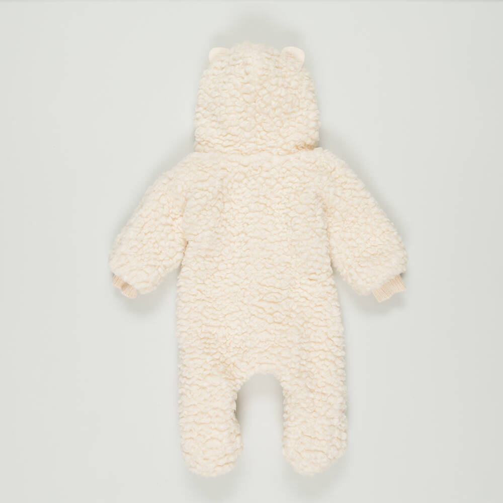 1 + in the family-Preloved Ivory Sherpa Fleece Pramsuit (9 months) | Childrensalon Outlet