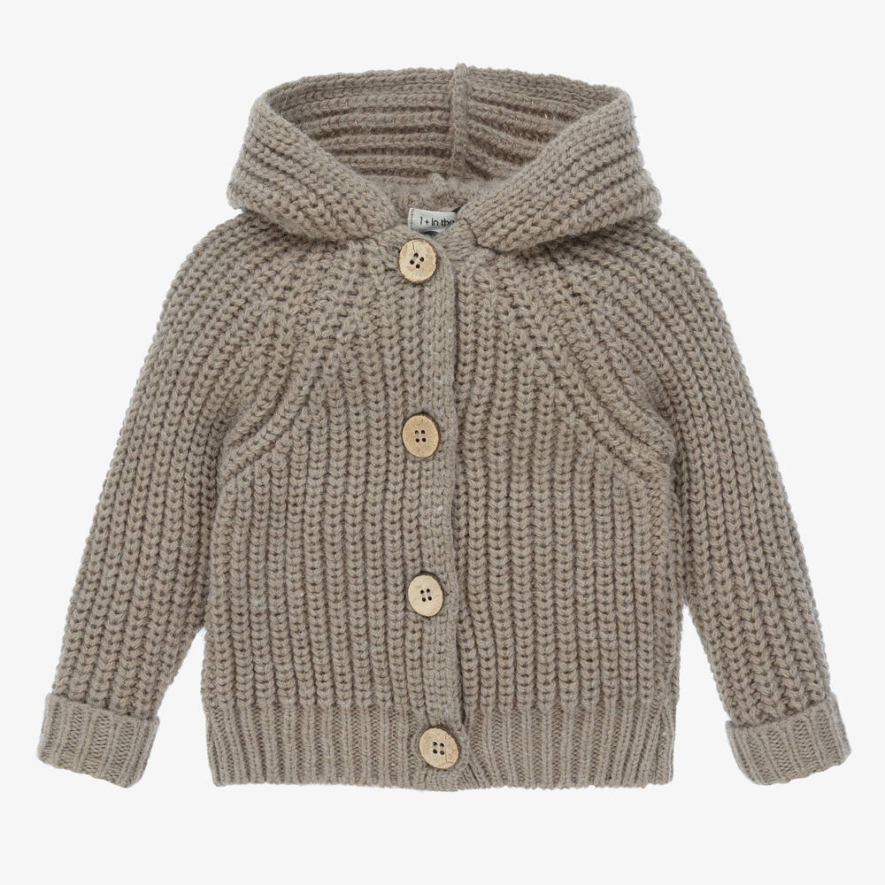 1 + in the family - Braune Teen Strickjacke mit Kapuze | Childrensalon