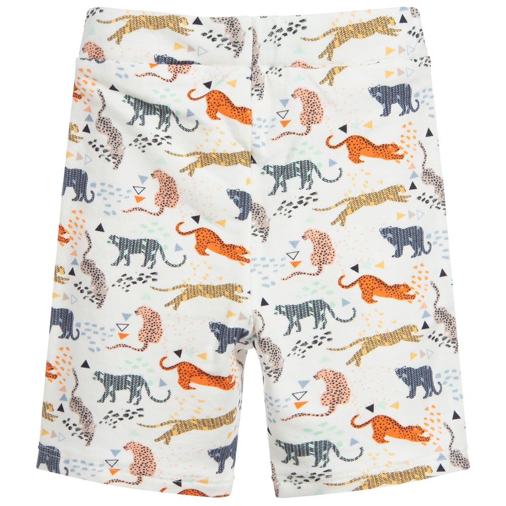 3Pommes-White Cotton Big Cats Shorts | Childrensalon Outlet
