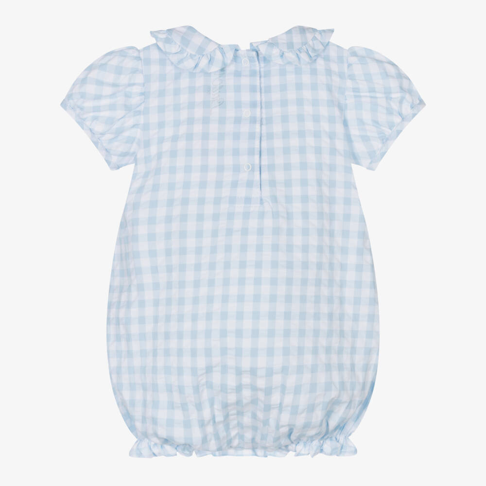 A Dee-Baby Girls Blue Cotton Gingham Shortie | Childrensalon Outlet