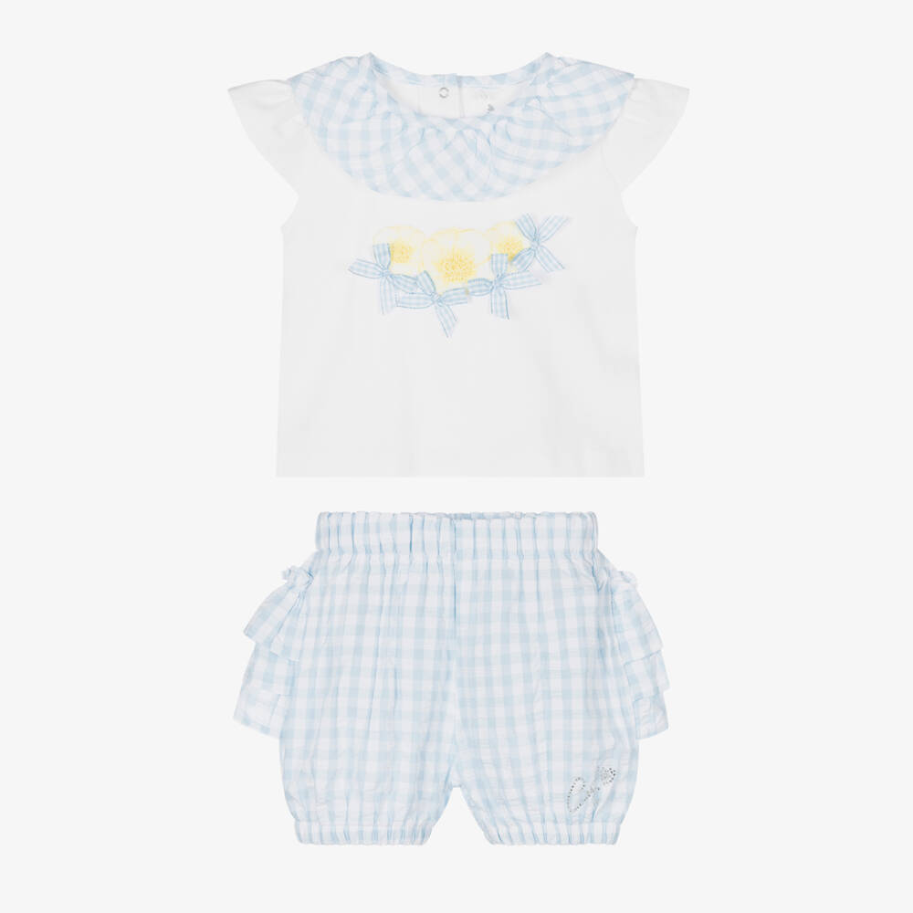 A Dee-Baby Girls Gingham Shorts Set | Childrensalon Outlet